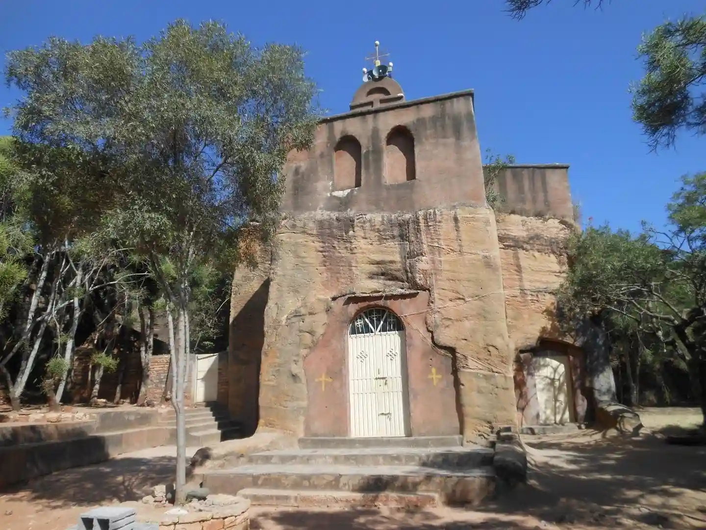 Ancient rock-hewn monastery church near Axum, Ethiopia